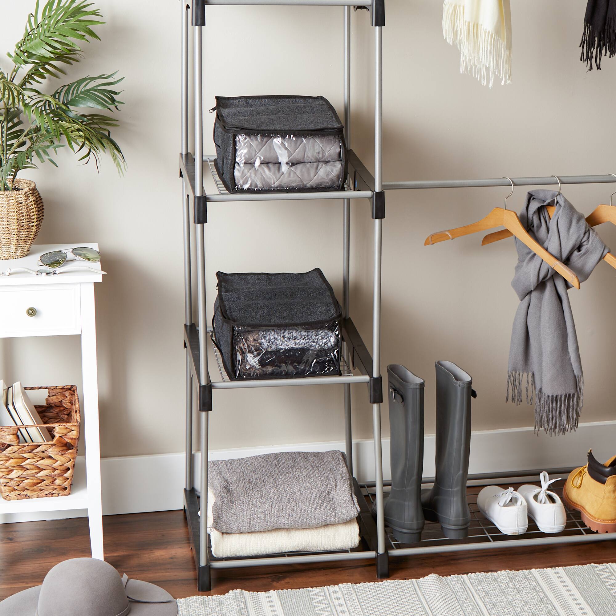 DII® Black Linen Under-The-Bed Shoes Soft Storage Set, 2ct.